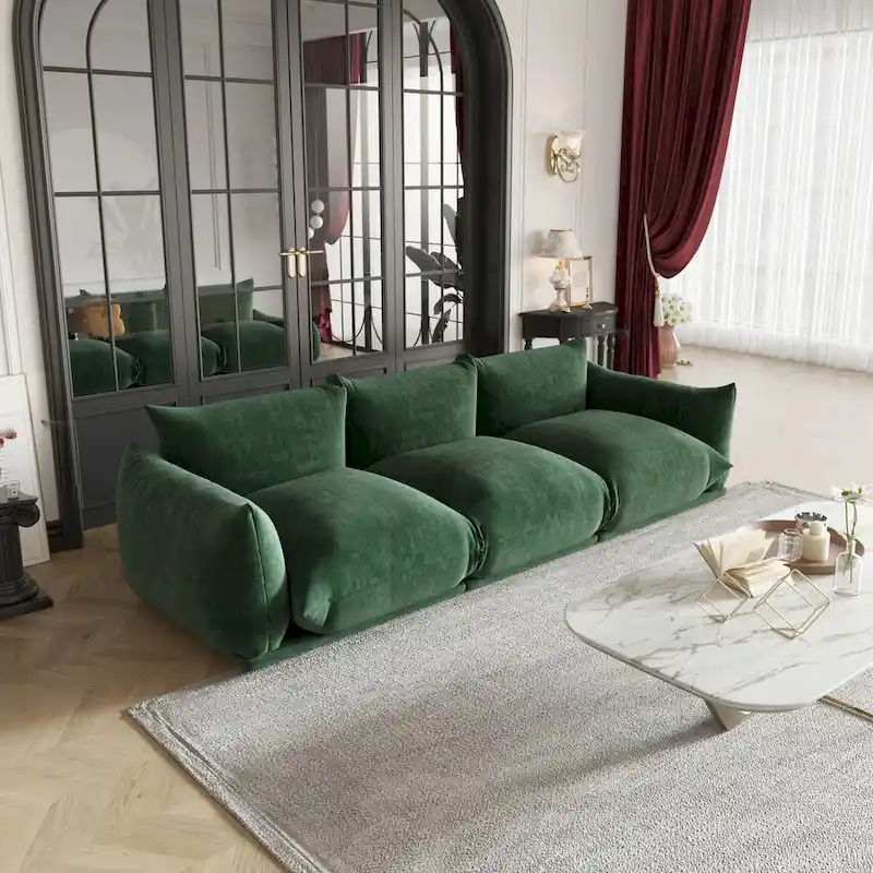Modern Comfy 3 Seater Couch, Chenille Sectional Sofa 3 Seats Modular Couches with Thick Cushion
