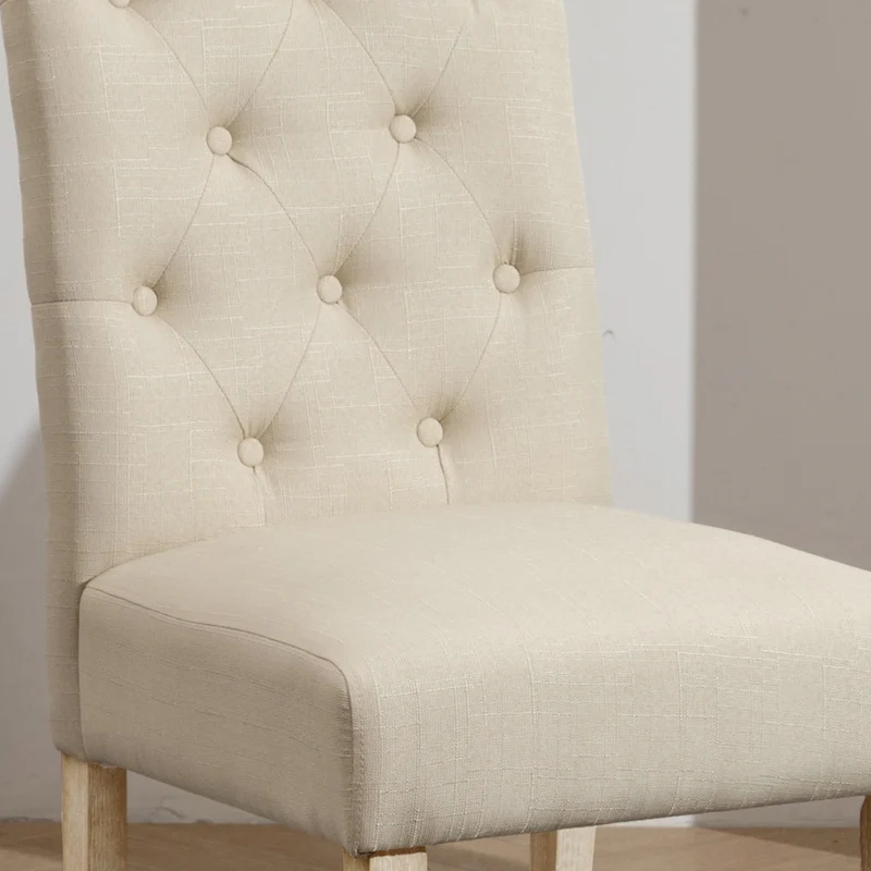 Roundhill Furniture Banff 5-Piece Round Dining Set, Cross-Buck Round Table with 4 Tufted Chairs