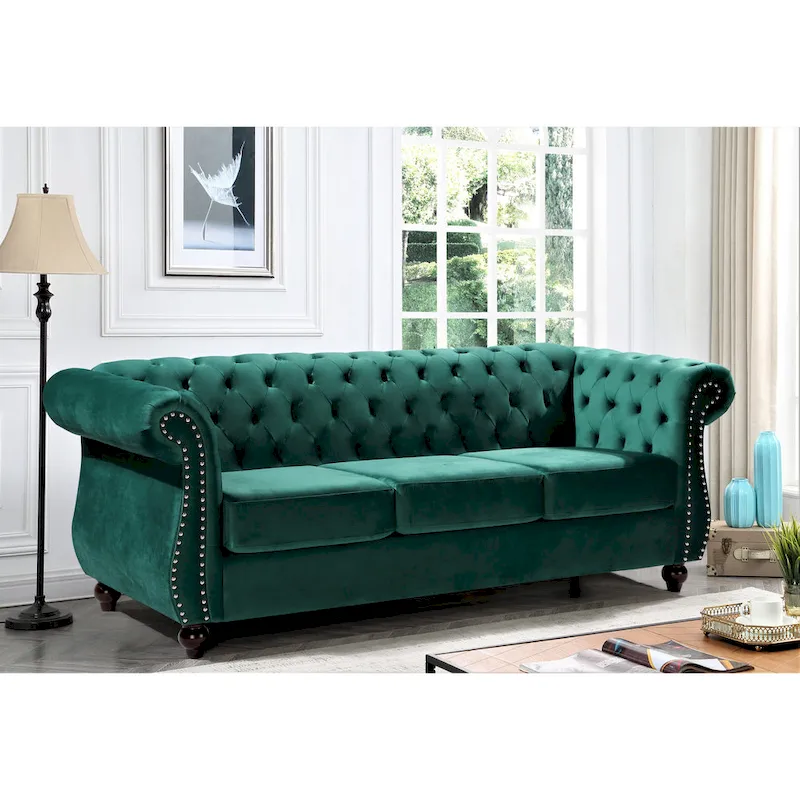 Kemos Velvet Chesterfield Sofa