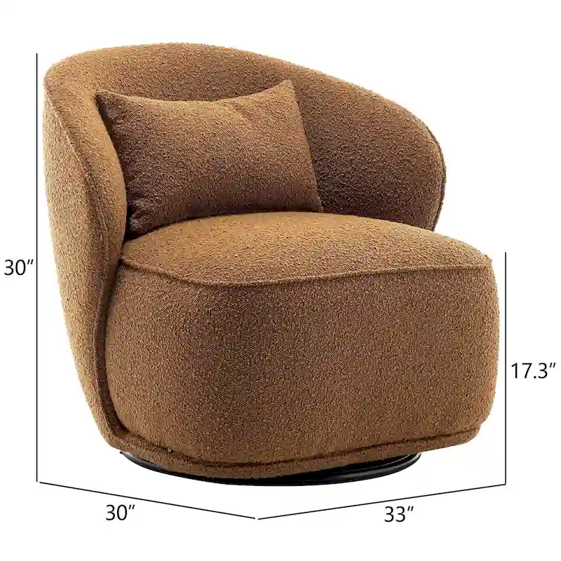 KINWELL 33 Wide Sherpa Boucle Upholstered Swivel Accent Chair