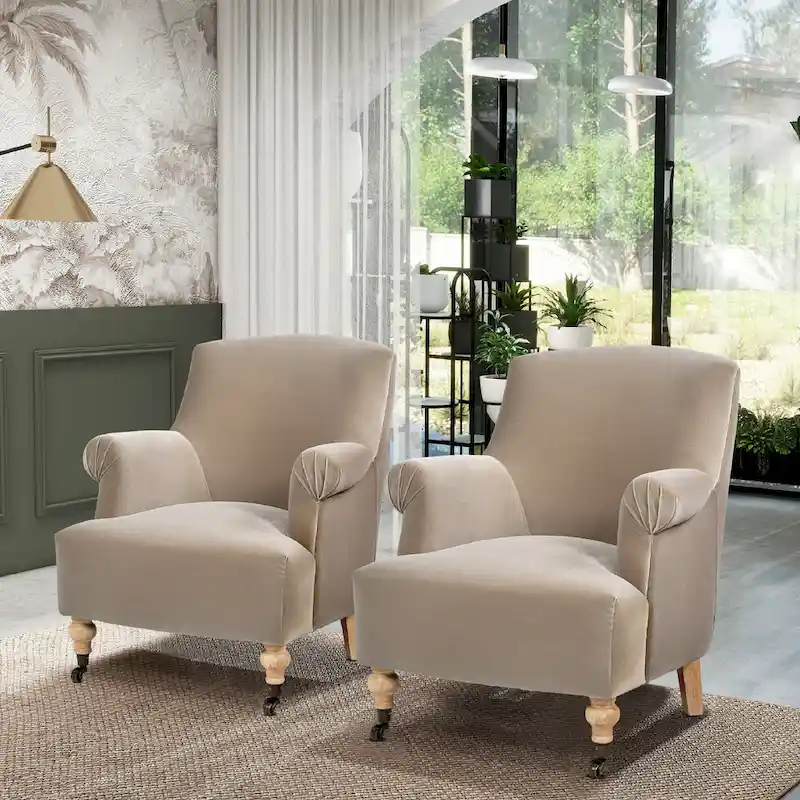 Eloise 30  Transitional Velvet Pleated Sock Arm Accent Chair