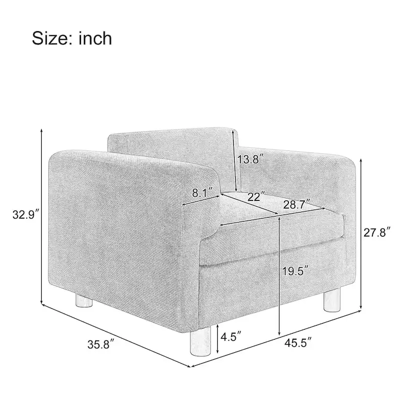 45.5 Woven Velvet Fabric Accent Chair with High-Density Cushion