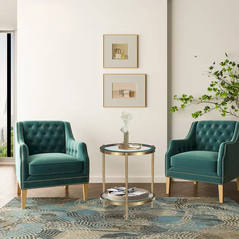 Tempered Glass Small Round End Table