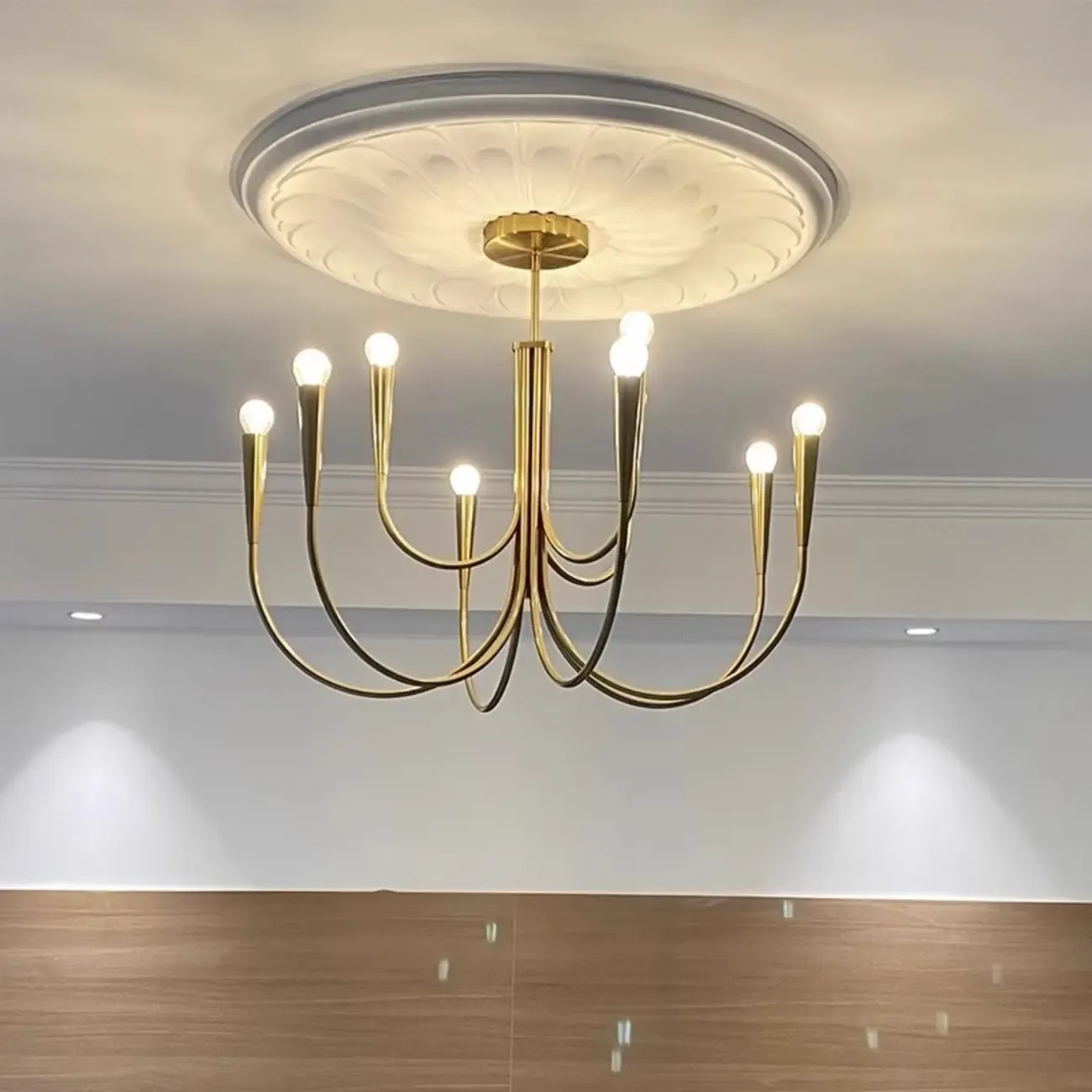 Gold Geometric Modern 6-Light Chandelier for Indoor Decor