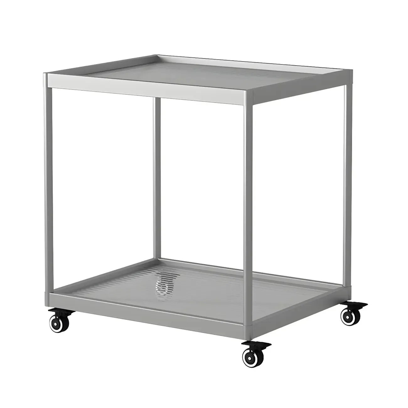 Gold Glass Rectangular Top Shelf Side Table on Wheels