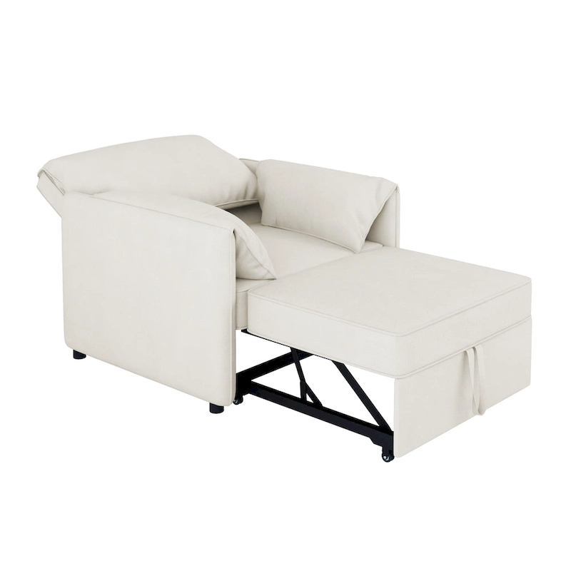 Roomfitters Convertible Sofa Bed, 3 in 1 Sleeper Chair with Adjustable Backrest and Thick Cushions, Linen Frame
