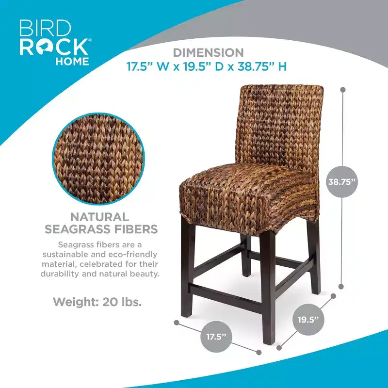Seagrass Counter Stool - Counter Height - Espresso