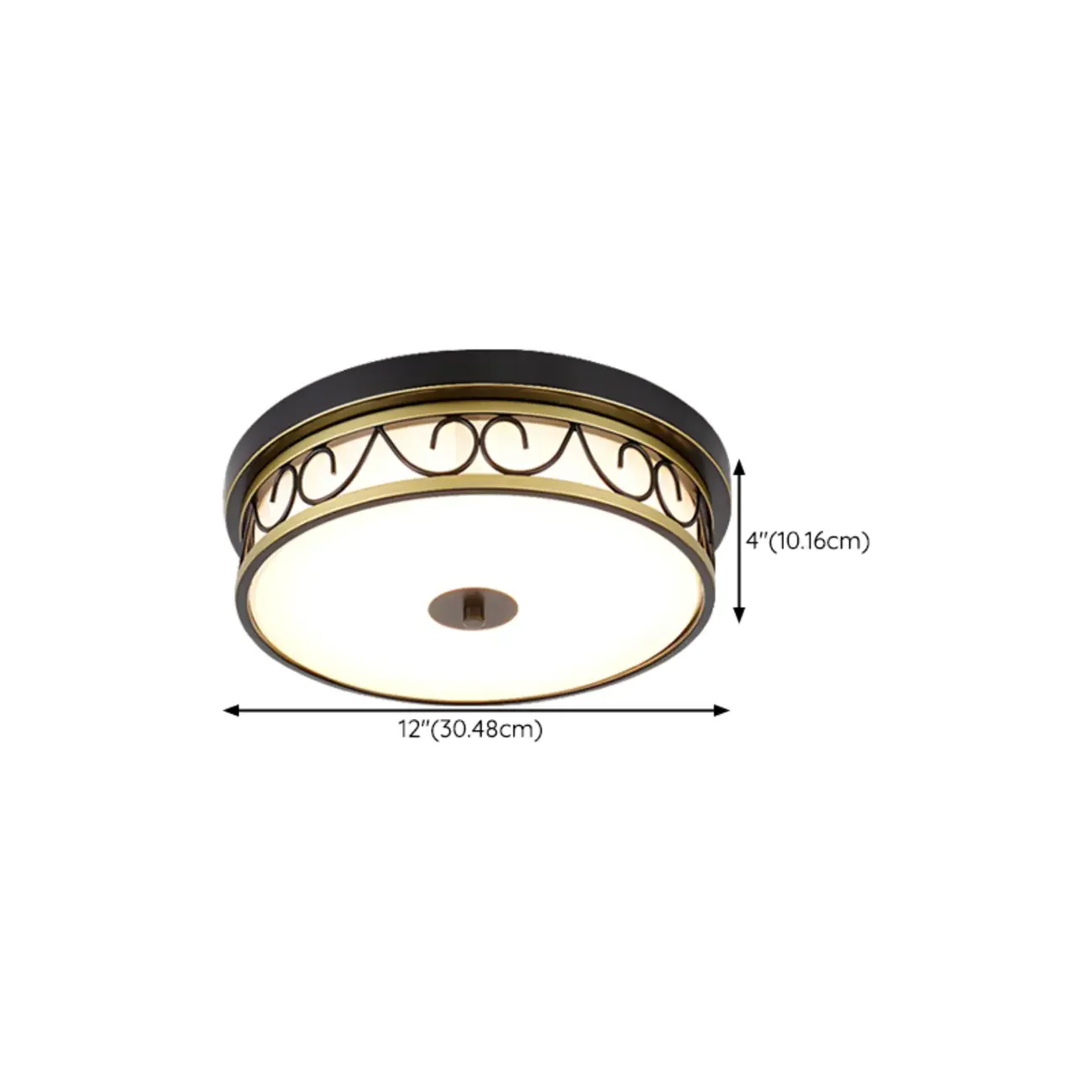 Classic Black Metal Drum Glass Flush Mount Ceiling Light