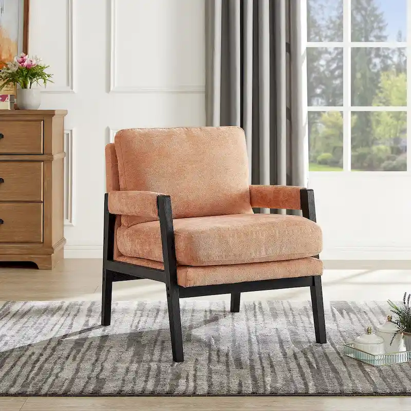 Roundhill Furniture Kelly Mid-Century Modern Chenille Upholstered Accent Armchair