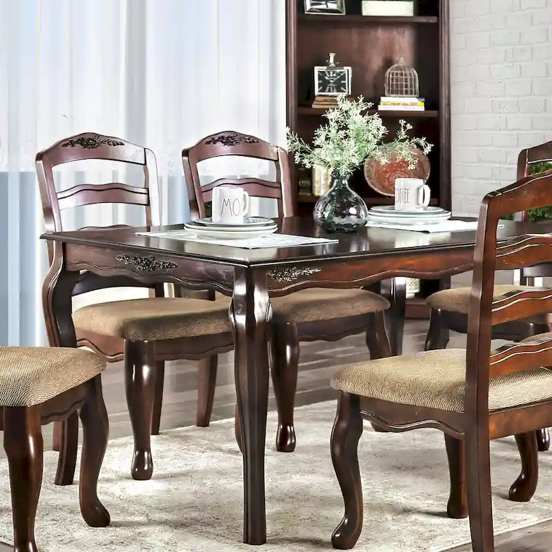 Furniture of America Shak Traditional Dark Walnut 78-inch Dining Table