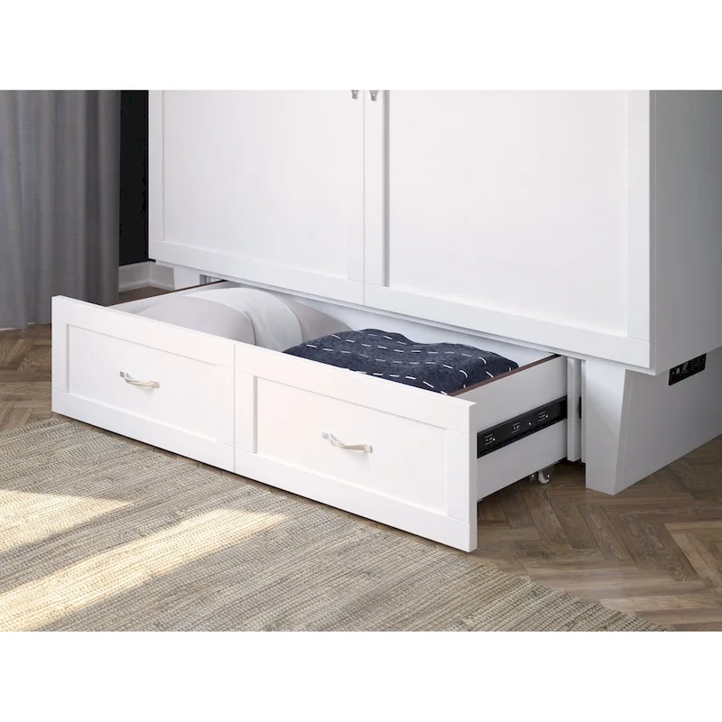Monroe Queen Murphy Bed Chest with Mattress and Built-In Charger