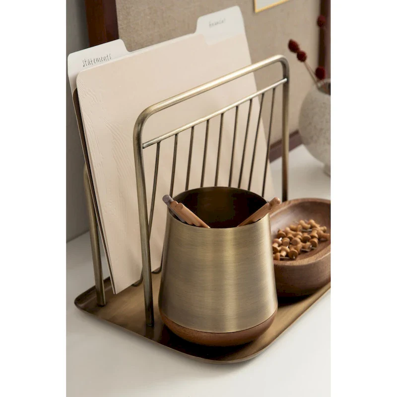 3-Piece Tabletop Organization Set with File Rack and Trays
