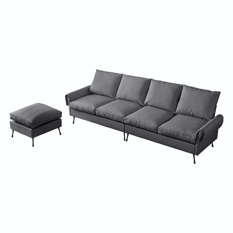 104.5Modern Technical leather L-Shaped Sofa with Ottoman