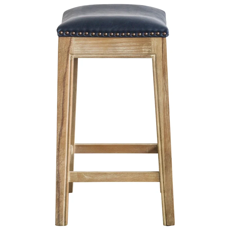 Contoured Bonded Leather Counter Stool – Vintage Gray / Blue / Taupe / Caramel / Dark Brown / Red, Single