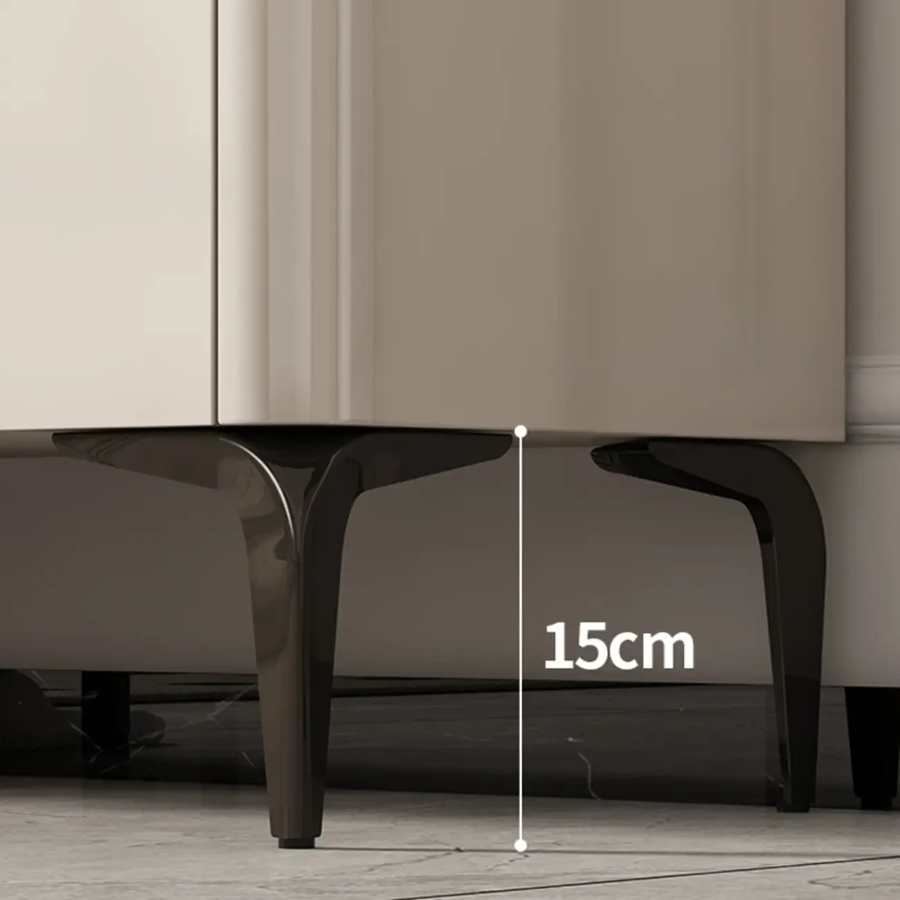 Khaki Wood Entryway Shoe Cabinet Marble Top