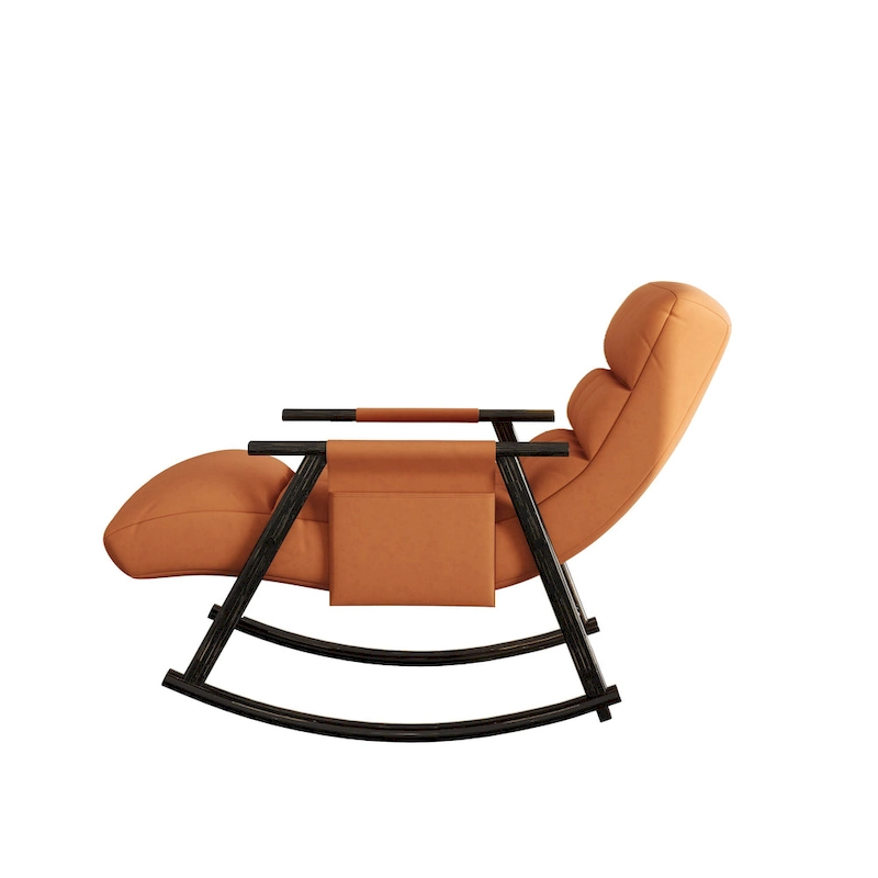 Casual folding rocking chair upholstered, lounge rocking chair adjustable high back and foot rest