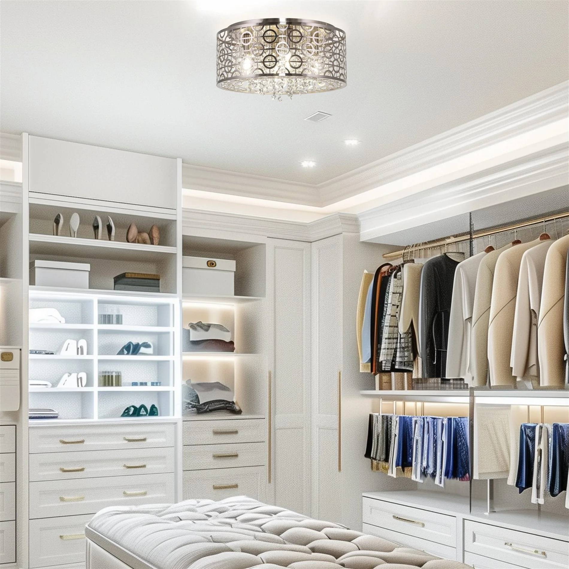 Brielle 15 Modern Chic 4-Light Crystal Flush Mount Chandelier