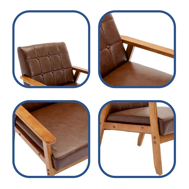 Mid Century Modern Accent Chairs Set of 2 with Side Table