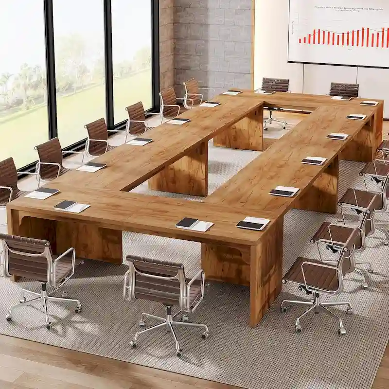 Brown Wood 13FT Rectangular Conference Table
