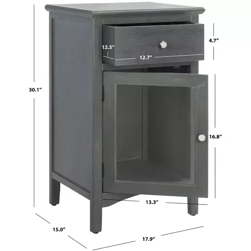 1 Drawer Nightstand With Glass Cabinet
