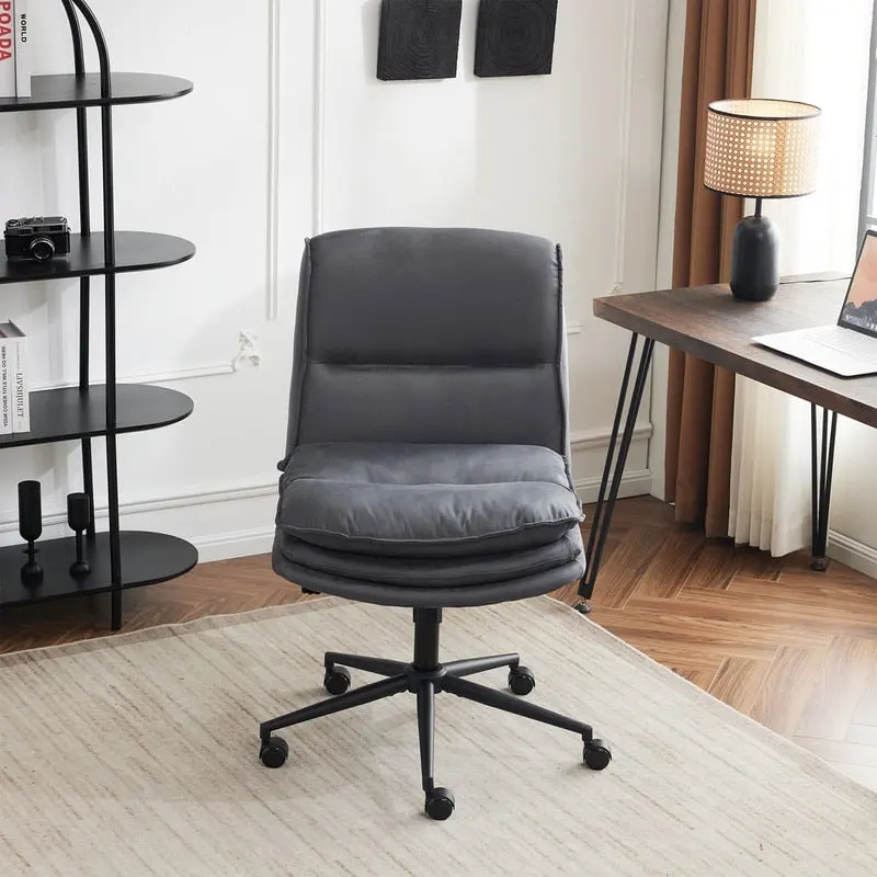 Upholstered Armless Polyester Fiber Task Office Chair With Wheels