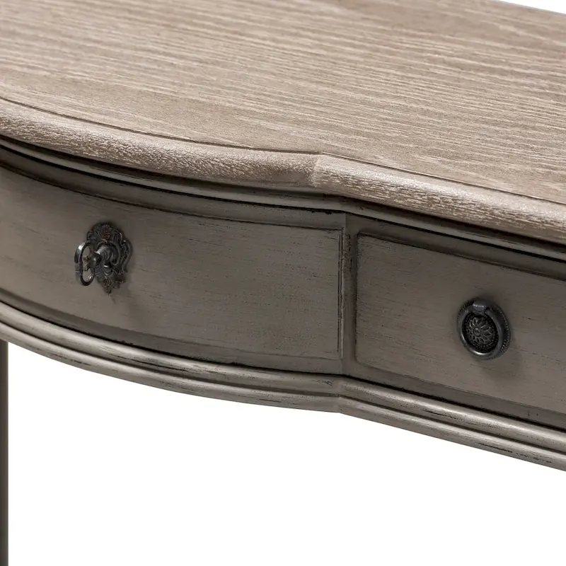 French Country Gray Finished 1-Drawer Wood Console Table