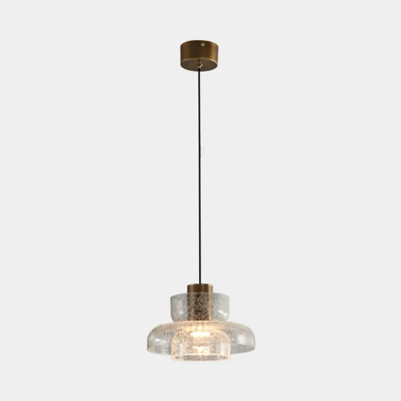 Modern Brass Metal Crackle Glass Warm LED Pendant Light