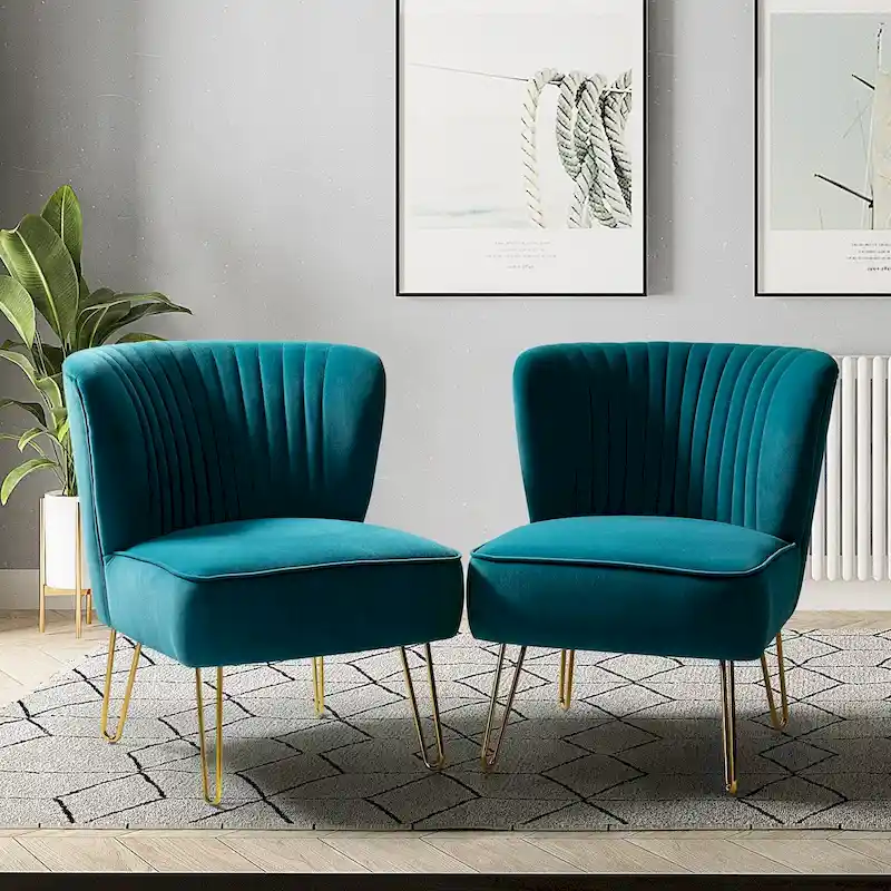 Barto Upholstered Side Chair with Tufted Back Set of 2 by HULALA HOME