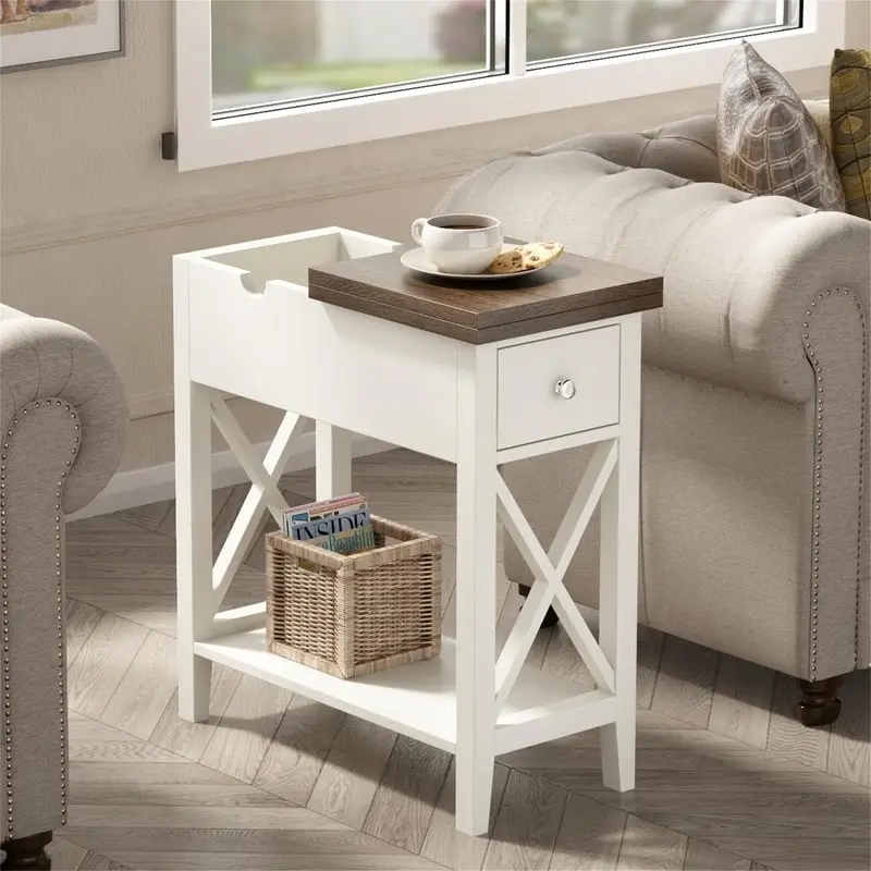 Material Flip Top Narrow End Table - 11D x 23.5W x 24H