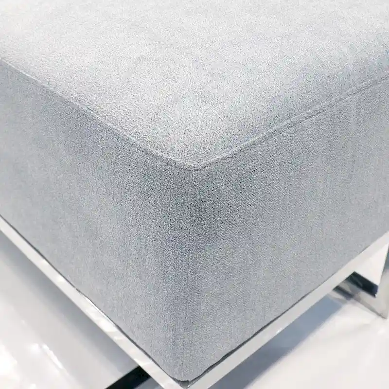 Pasargad Home Luxe Upholstered Stainless Steel Bench - W48xD16.5xH17.6