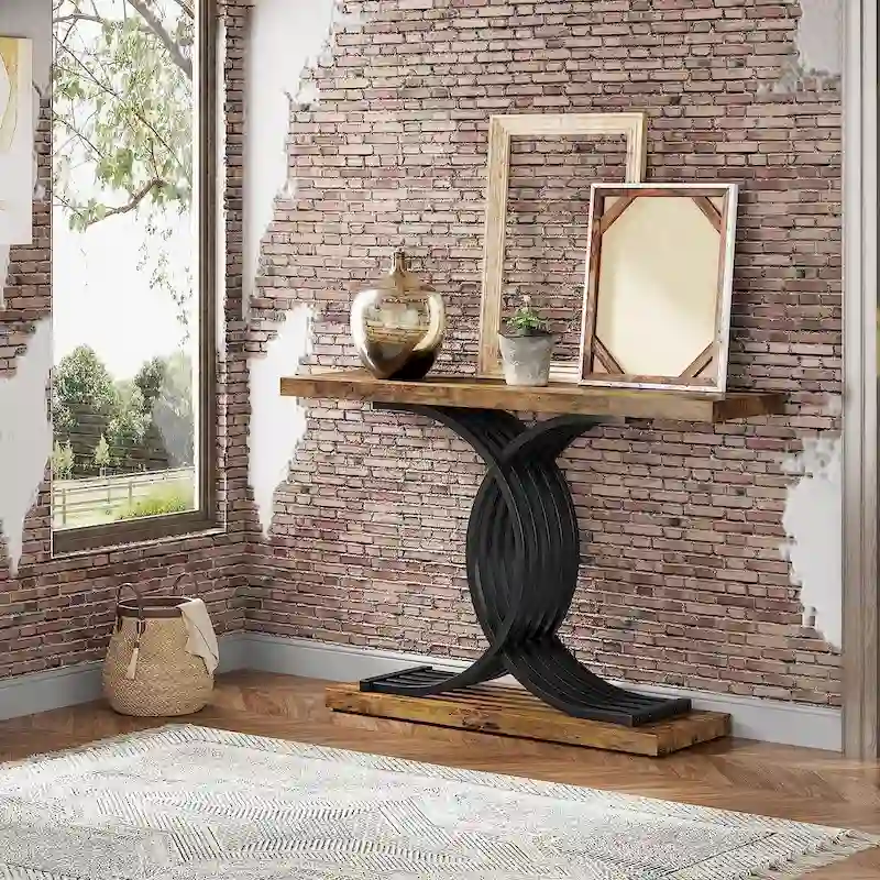 Entryway Hallway Console Table with Metal Frame