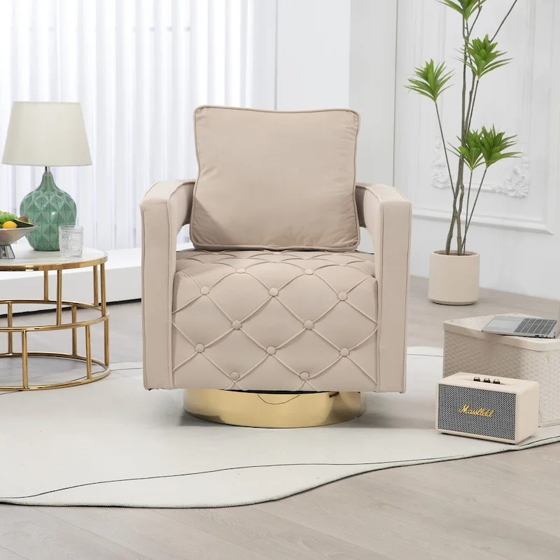 Fabric pull buckle living room rotating leisure chair, reception and negotiation chair