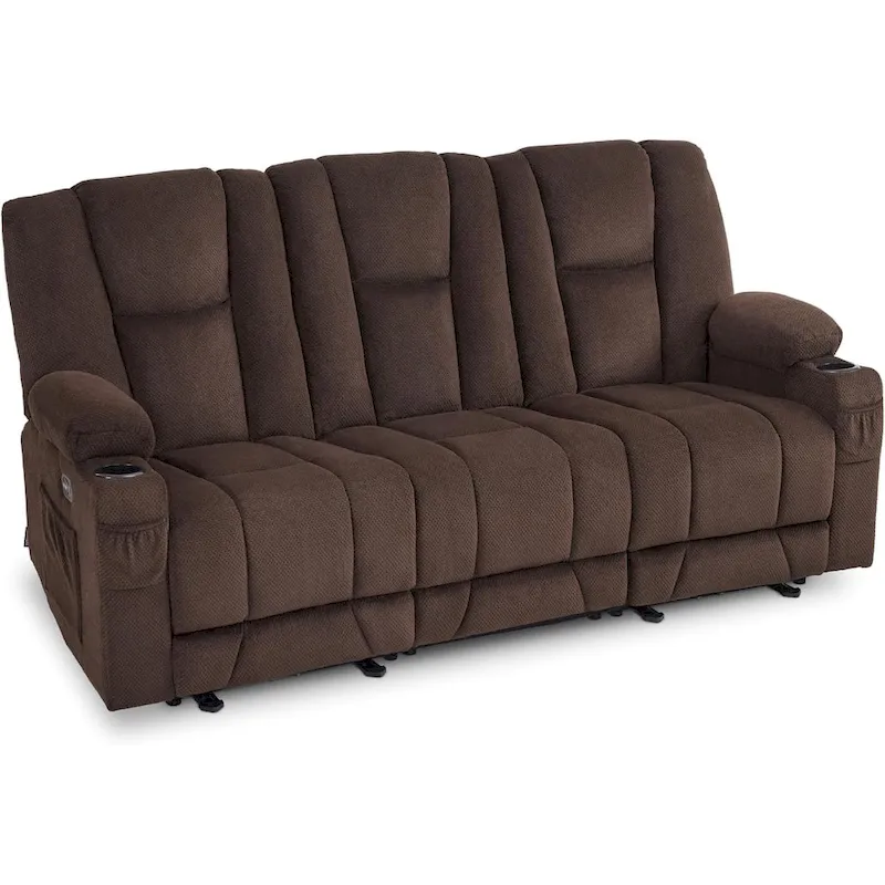 MCombo Electric Power Reclining Sofa with Massage and Lumbar Heat, Fabric 6015/6025/6035/6045