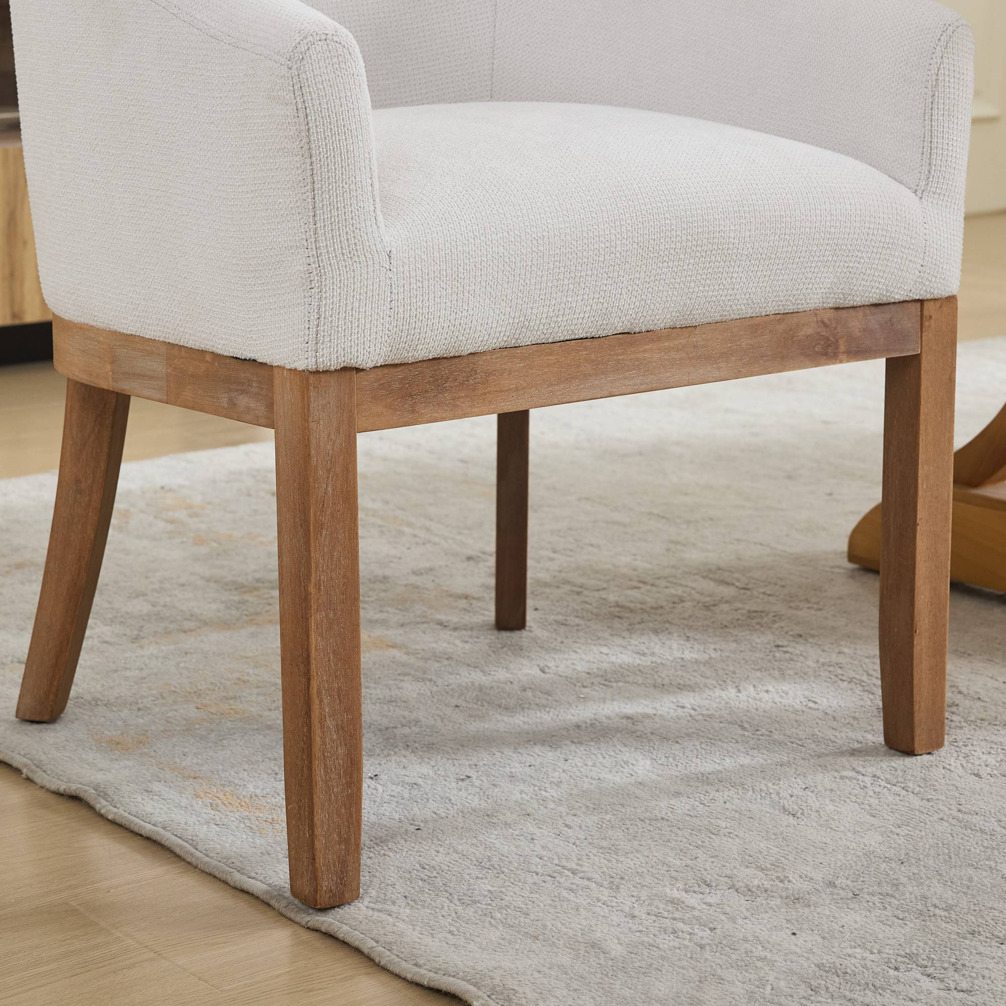 Mid Century Modern Upholstered Linen Barrel Dining Chairs