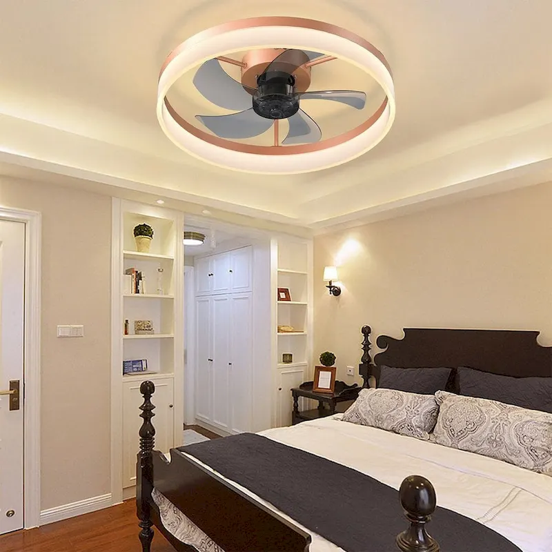Modern Dimmable LED Recessed Mount Ceiling Fan Light with Remote Control