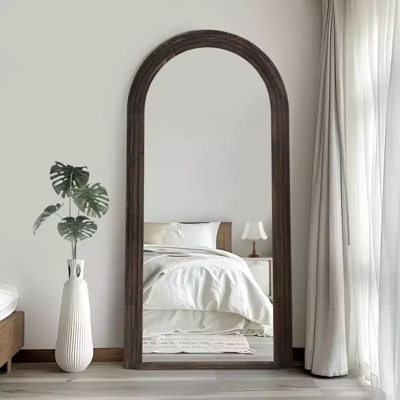 Dovelina Arched Solid Wood Staircase Frame Design Full Length Mirror