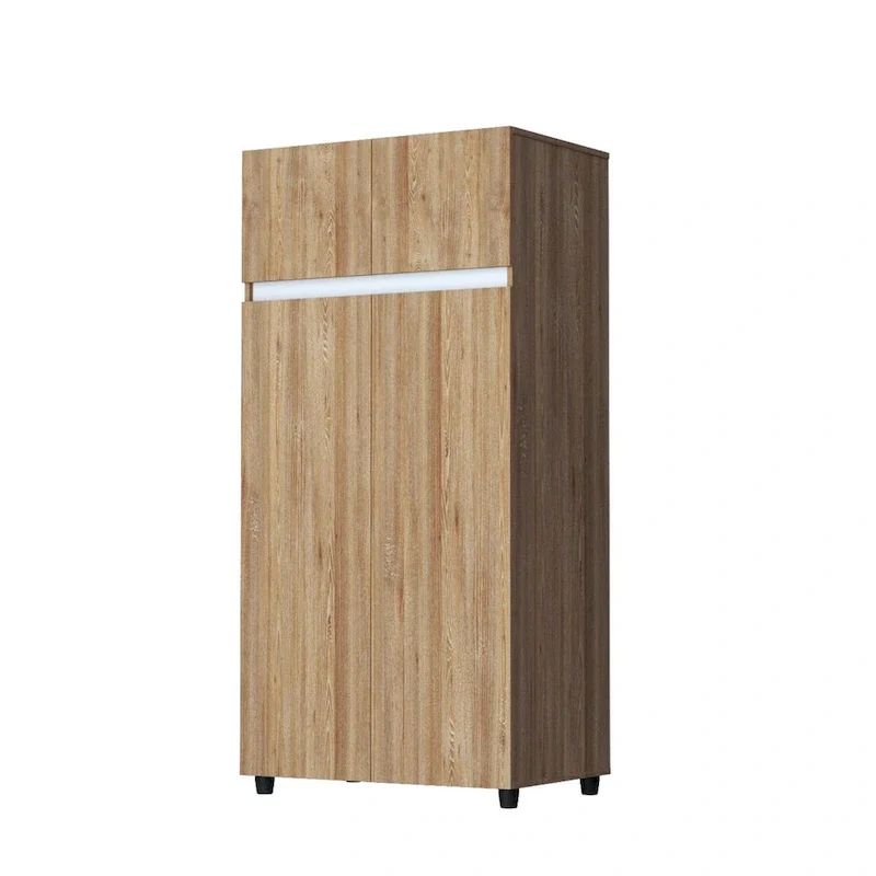 65-Inch Armoire Wardrobe with Hanging Rod and Shelves, Freestanding Bedroom Closet