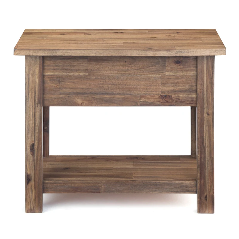 WYNDENHALL Garret SOLID ACACIA WOOD 14 inch Wide Rectangle Rustic Narrow Side Table - 14 W x 24 D x 20 H