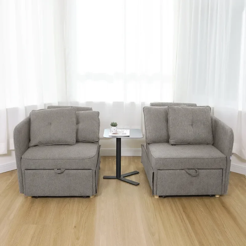 4 in 1 Multi-Function Folding Sofa Folding Bed Single Futon Couch Guest Bed with 2 Throw Pillows