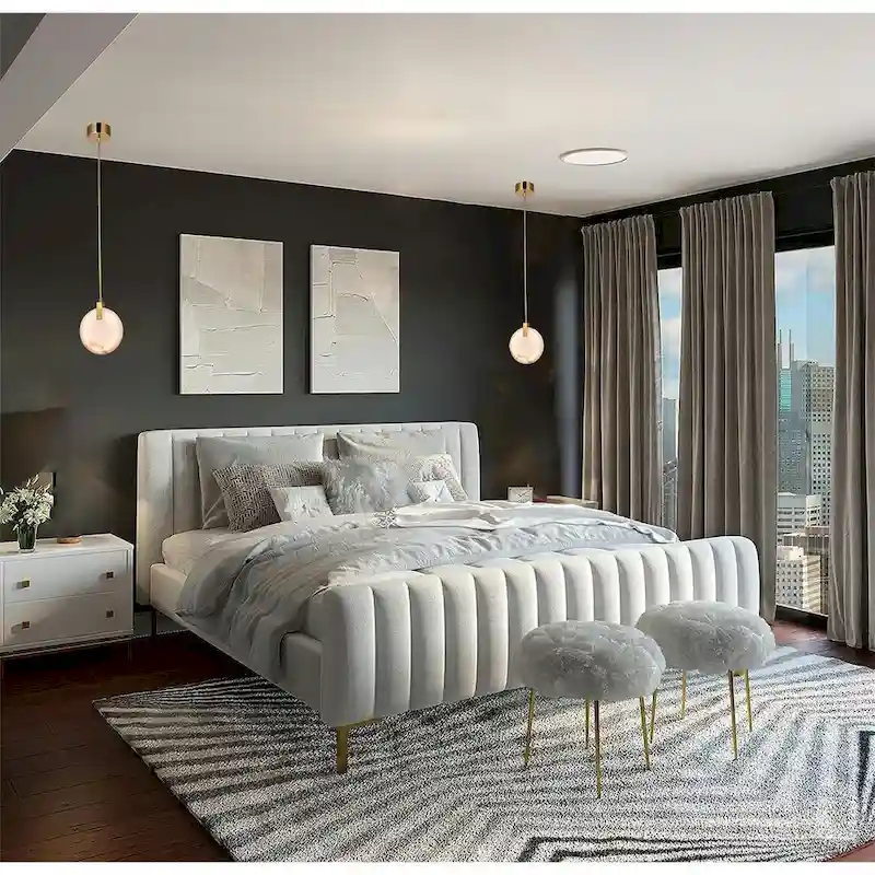 Gold LED Single Pendant Lighting with Marble Plaque