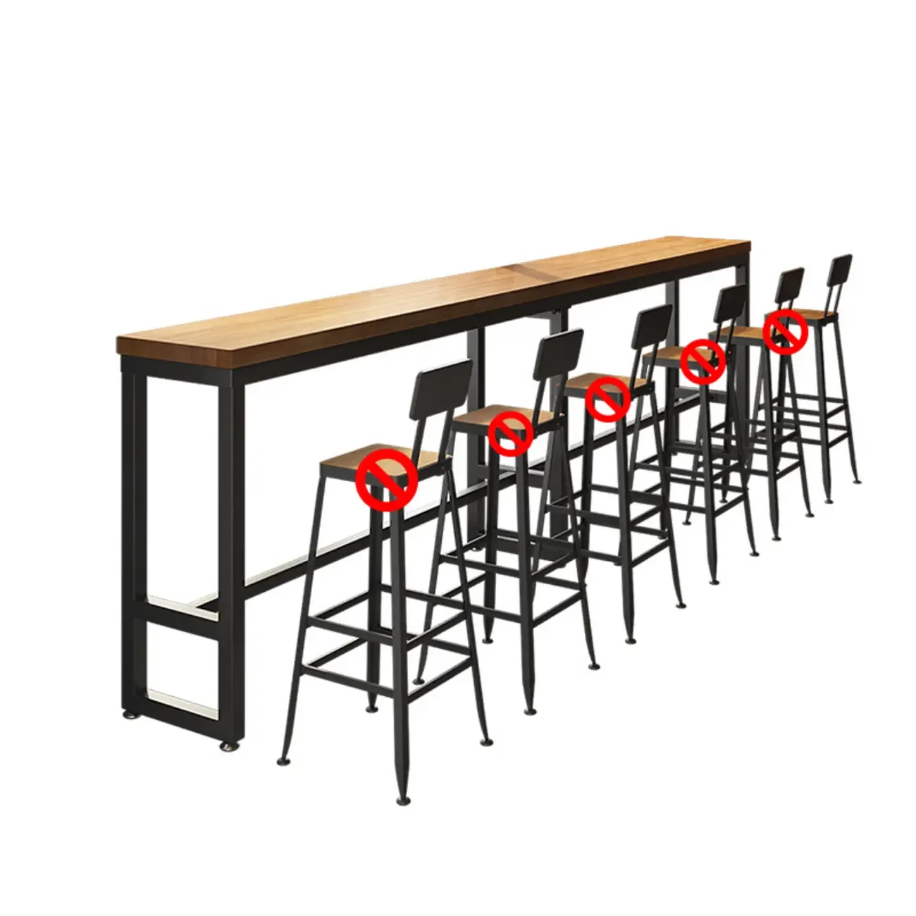 Industrial Solid Wood Bar Set with Metal Legs