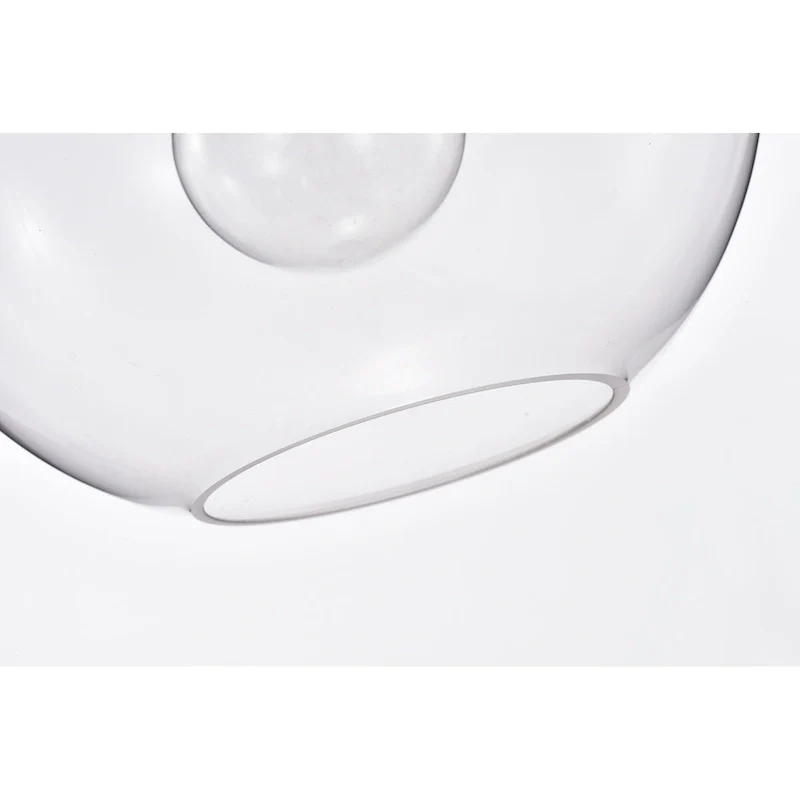 Black and Antique Gold 1-Light 10 Inch Globe Shaped Clear Glass Pendant