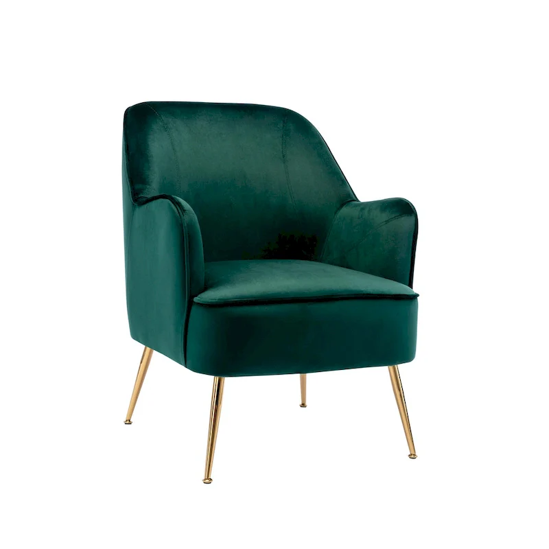Velvet Upholstered Accent Chair with Gold Chrome Legs