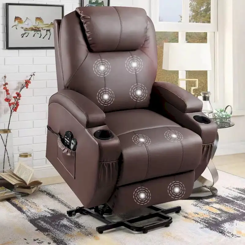 Faux Leather Power Lift Recliner Chair with Massage