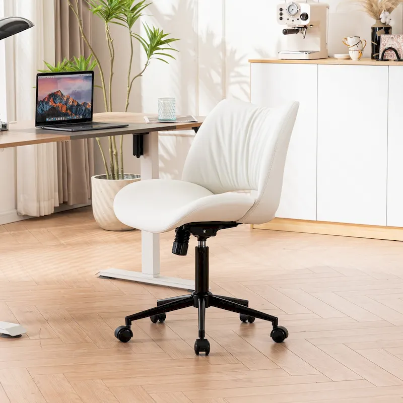 Swivel Armless Ergonomic Office Chair with Wheels