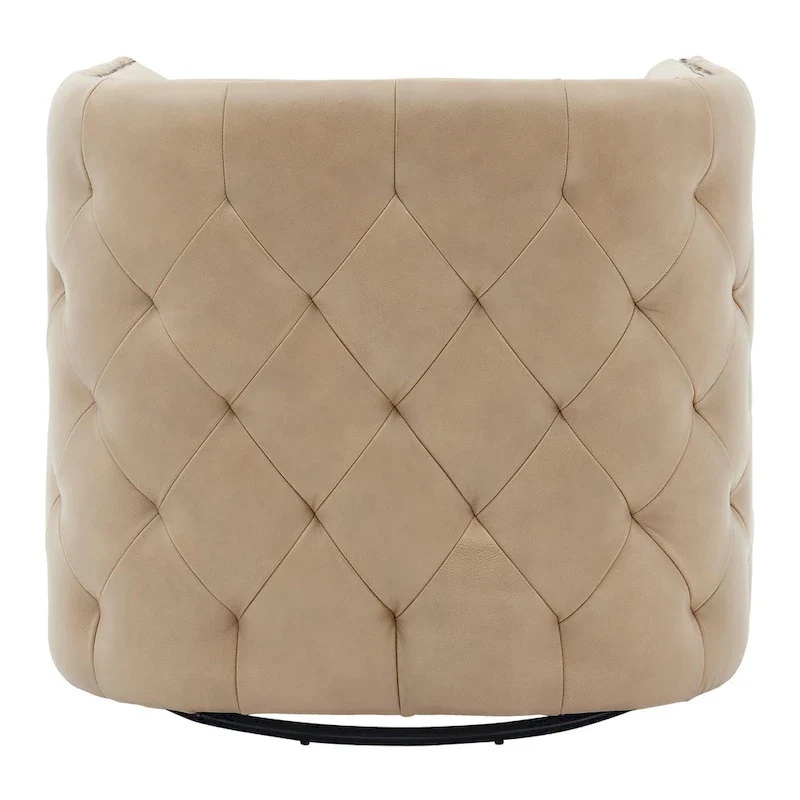 Leslie Top Grain Leather Swivel Tufted Chair