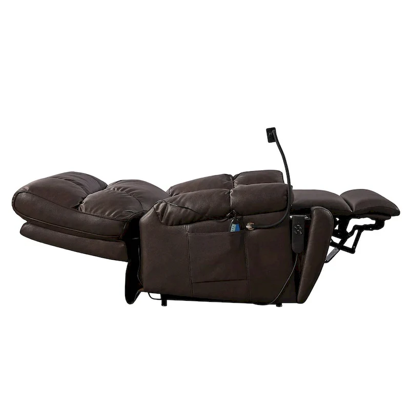 Recliner Chair with Phone Holder,Electric Power Lift with 2 Motors Massage and Heat for Elderly,2 Side Pockets,Cup Holders