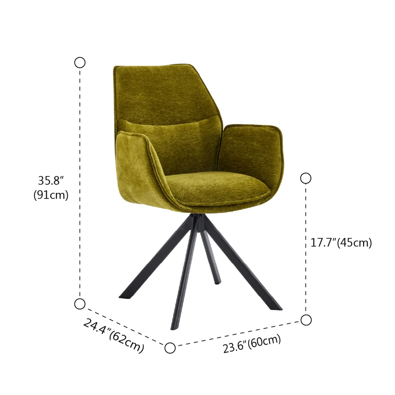 Swivel Modern Fabric High Back Upholstered Dining Chair