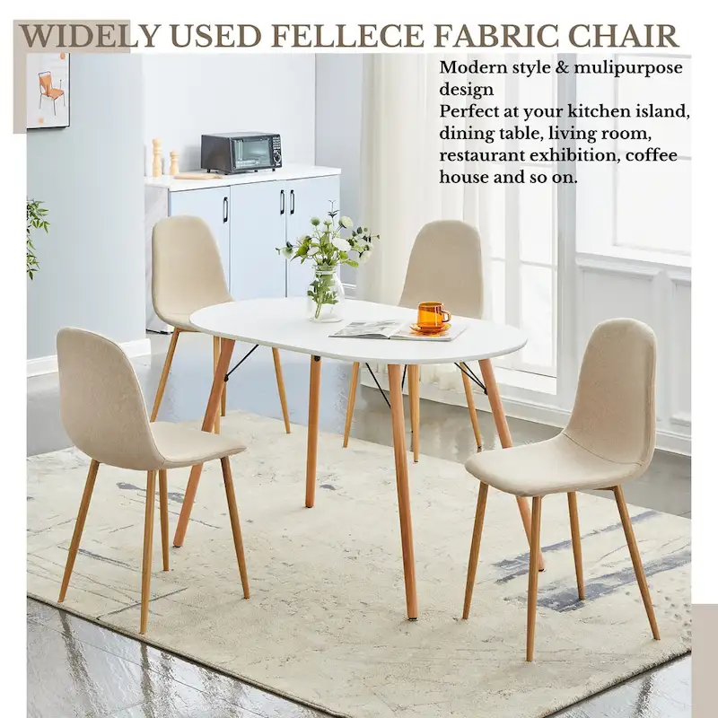 HomyLin Dining Chair Set of 4 Upholstered Fabric Low Back Armless