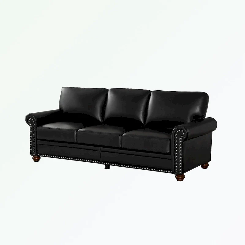 3 Seat Sofa with Rubber wood Legs and Nails finish